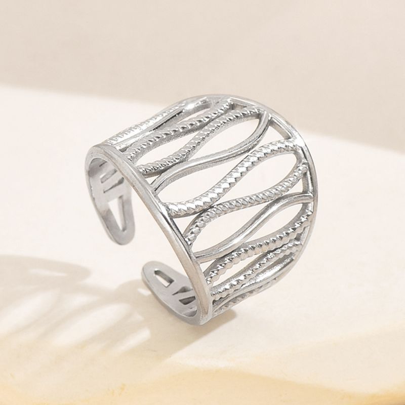 Steel Color Stainless Steel Irregular Ring