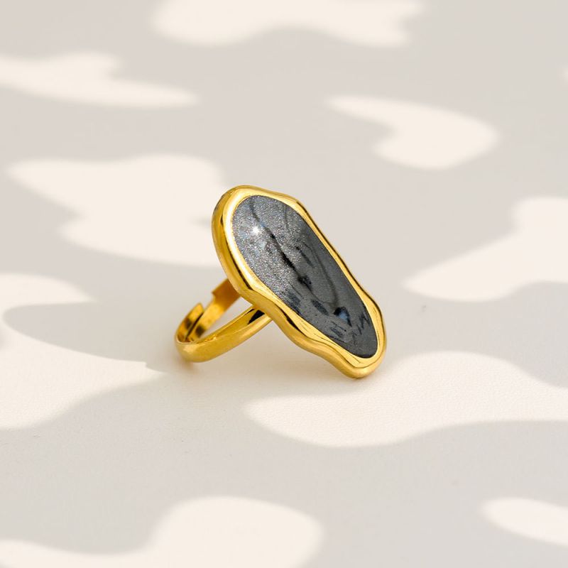 Black Stainless Steel Irregular Ring