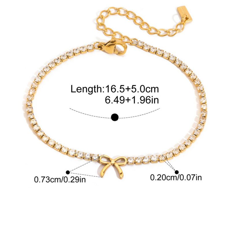 Bow Stainless Steel Rhinestone Bow Bracelet