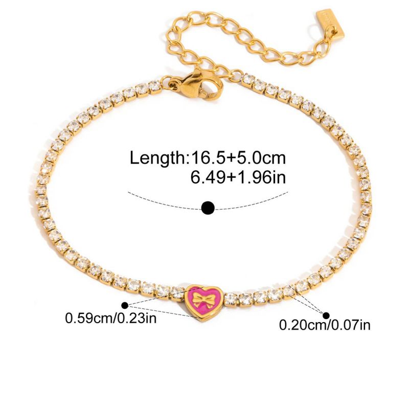 Bow Stainless Steel Rhinestone Bow Bracelet