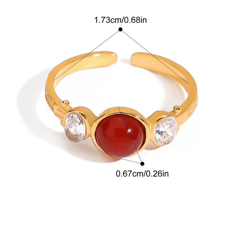 Ring #1 Stainless Steel Agate Round Ring