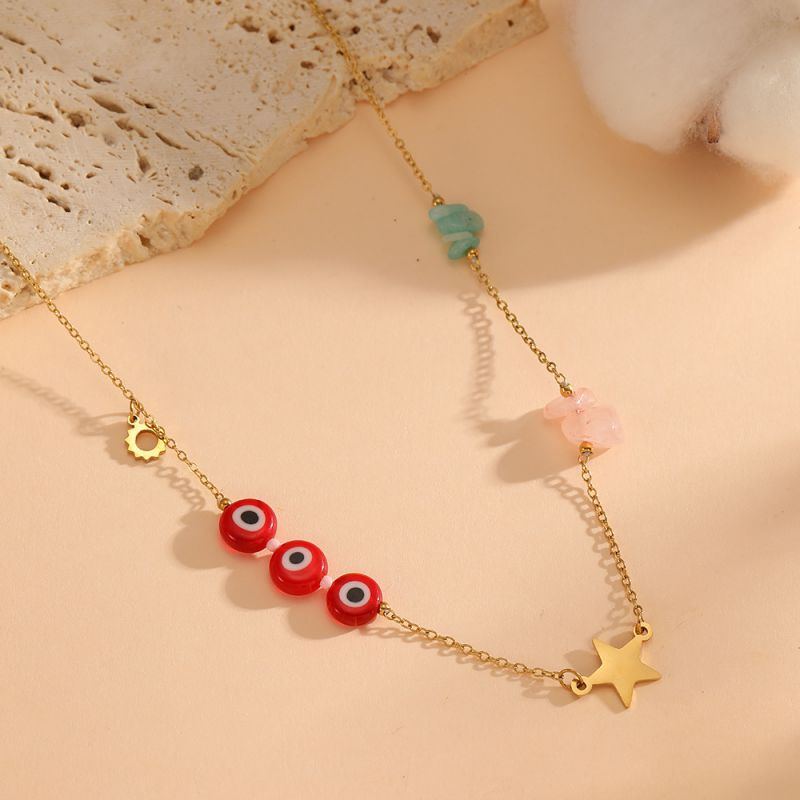 Red-eyed Star Necklace Titanium Steel Eye Star Necklace