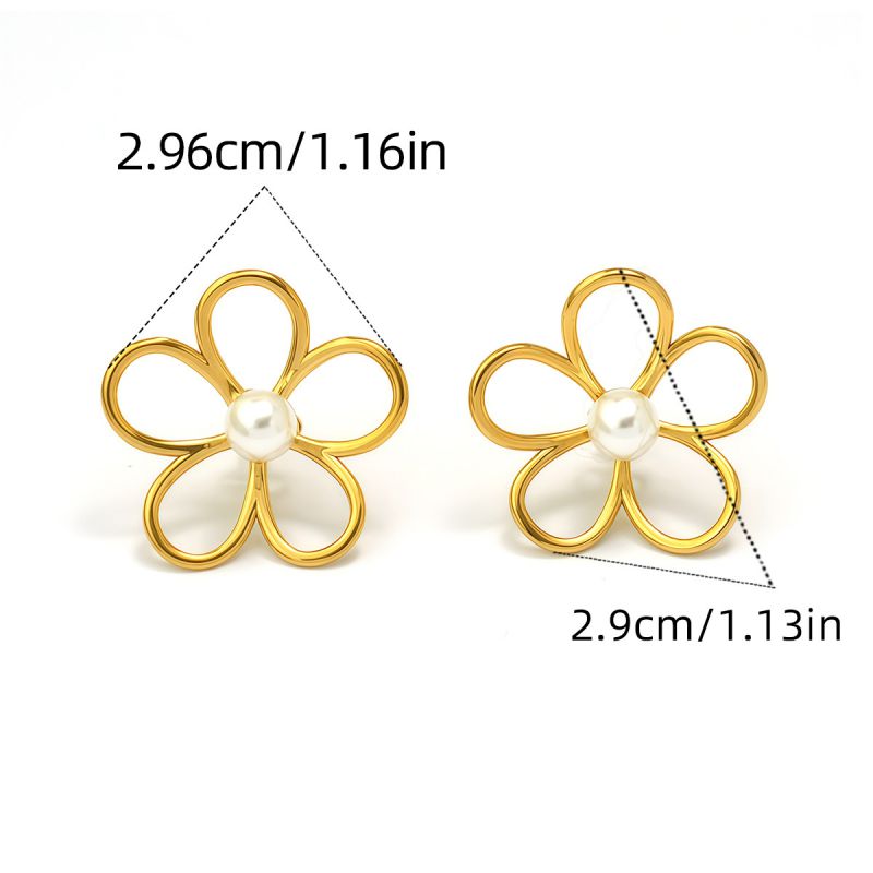 Gold 304 Stainless Steel Flower Earrings