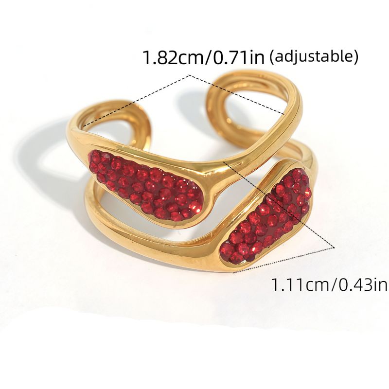 Ring #1 304 Stainless Steel Diamond-set Square Ring