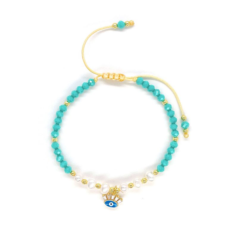 Bracelet #1 Pearl And Crystal Beaded Eye Bracelet
