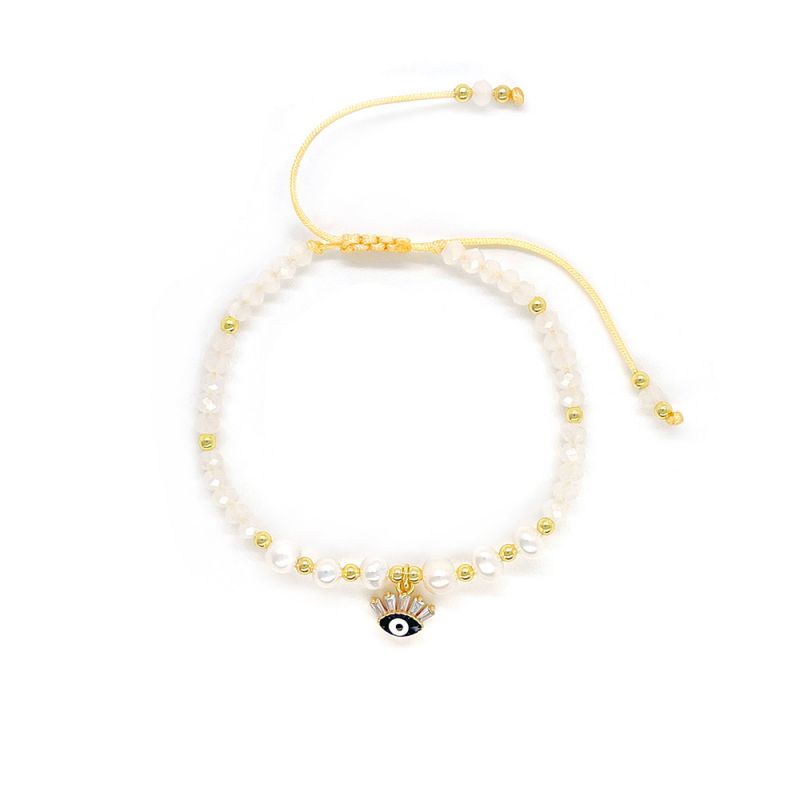 Bracelet #1 Pearl And Crystal Beaded Eye Bracelet