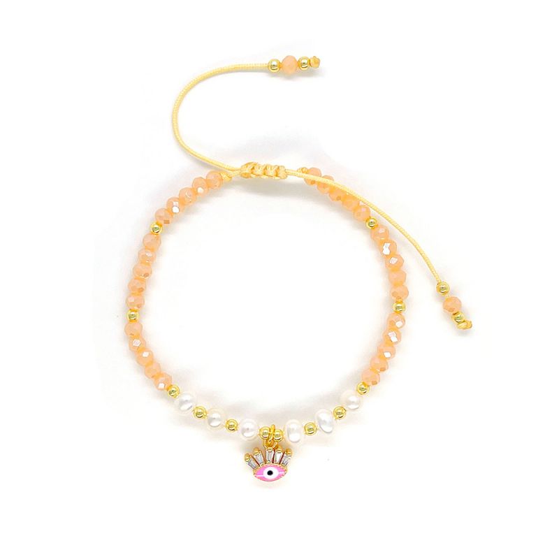 Bracelet #1 Pearl And Crystal Beaded Eye Bracelet