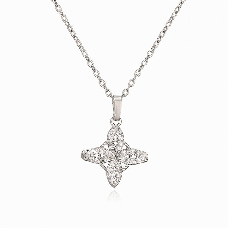 Style A:gold And White Diamond Chinese Knot Necklace Copper And Diamond-encrusted Witch's Knot Necklace