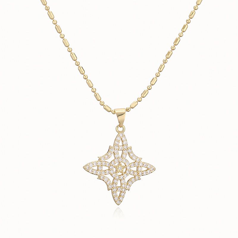 Style A:gold And White Diamond Chinese Knot Necklace Copper And Diamond-encrusted Witch's Knot Necklace