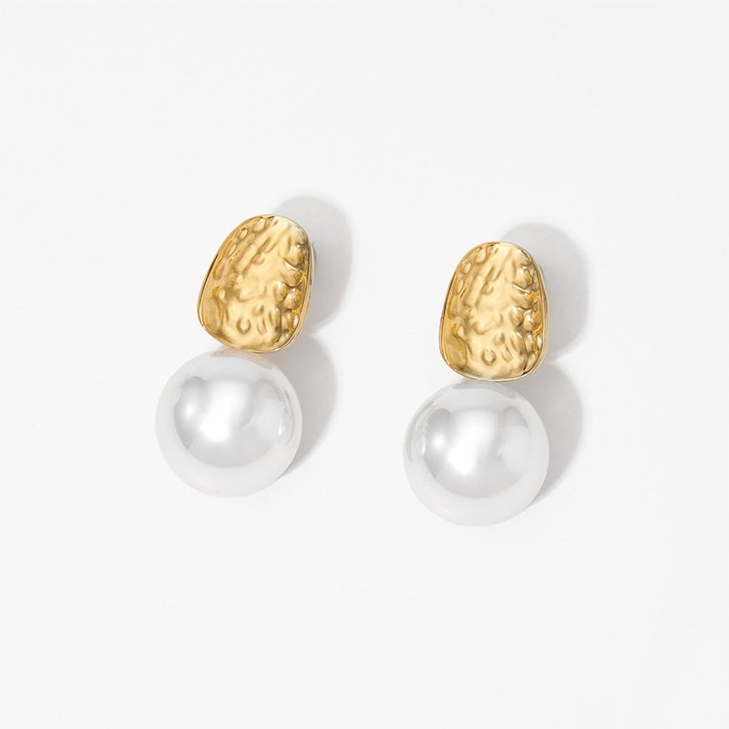 Gold 316 Stainless Steel Pearl Earrings