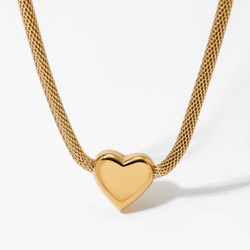 Gold 304 Stainless Steel Heart Necklace