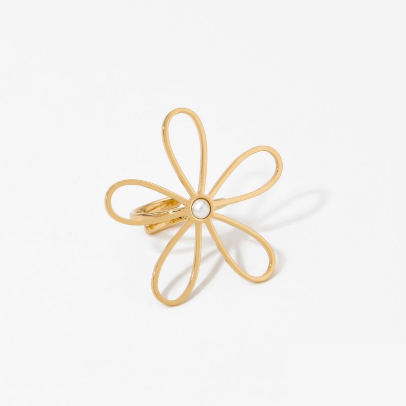 Gold Ring 316l Stainless Steel Flower Ring