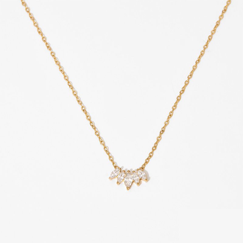 Gold Stainless Steel Diamond-encrusted Irregular Necklace