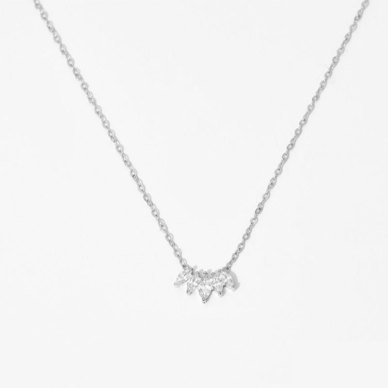 Gold Stainless Steel Diamond-encrusted Irregular Necklace