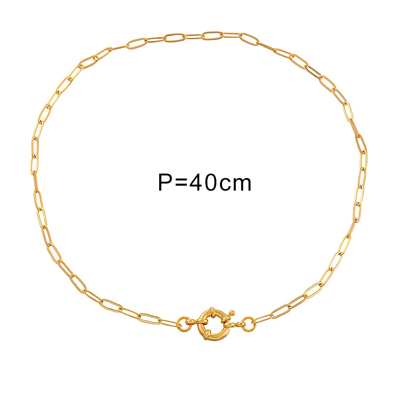 Gold 1 Copper Ring Buckle Plain Necklace