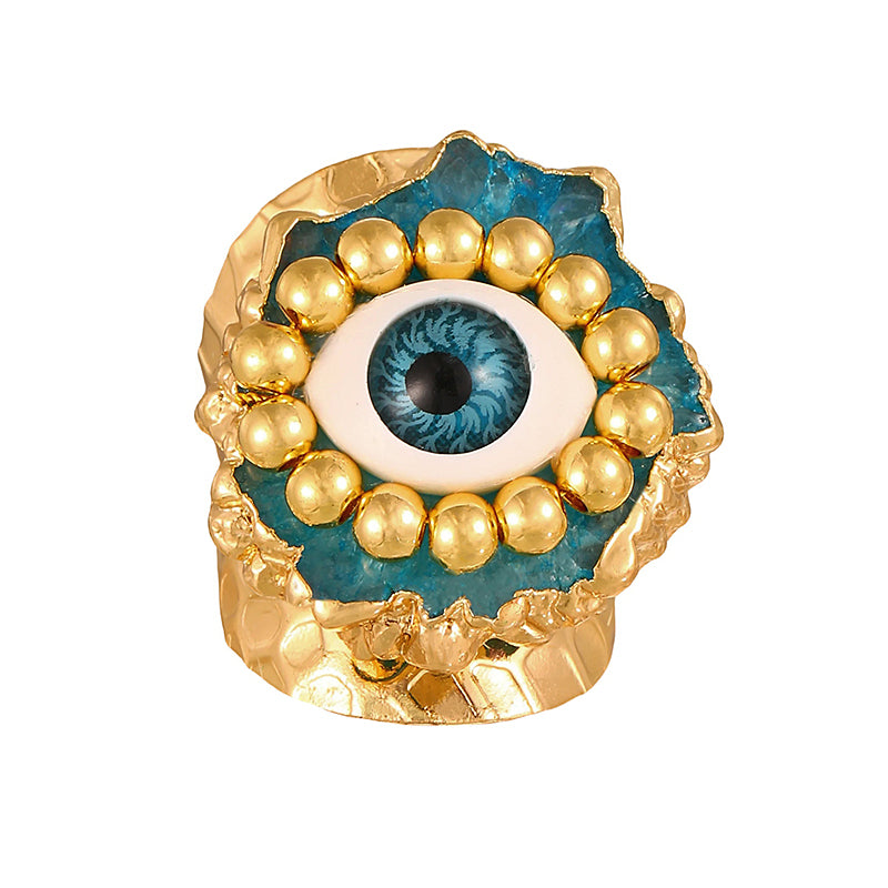 Rose Red Copper Bead Eye Irregular Natural Stone Ring