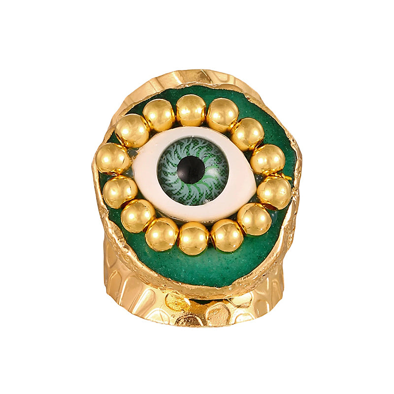 Rose Red Copper Bead Eye Irregular Natural Stone Ring