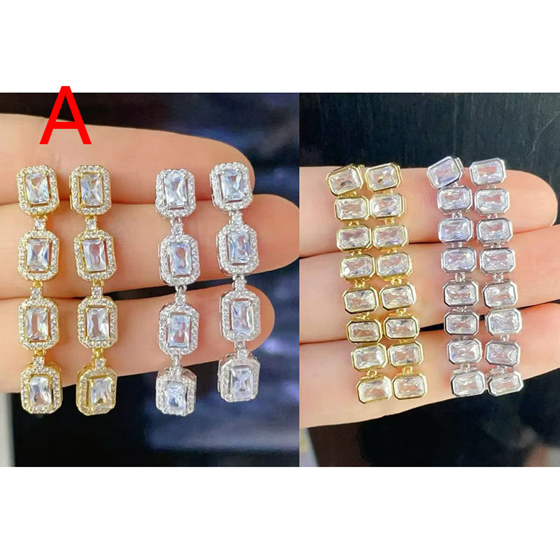 A Brass And Diamond Square Earrings