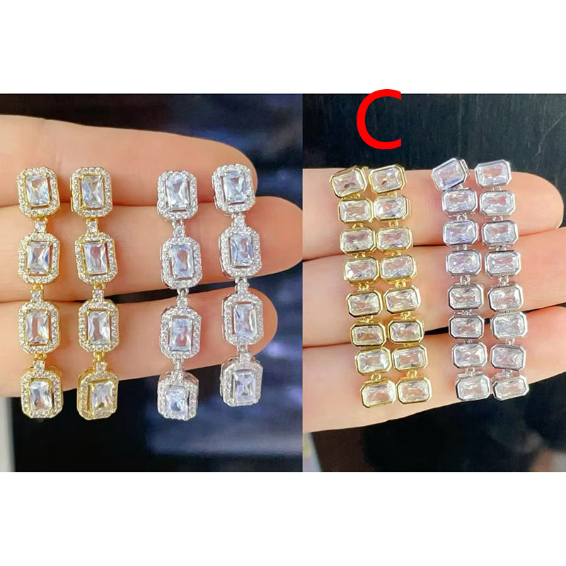 A Brass And Diamond Square Earrings