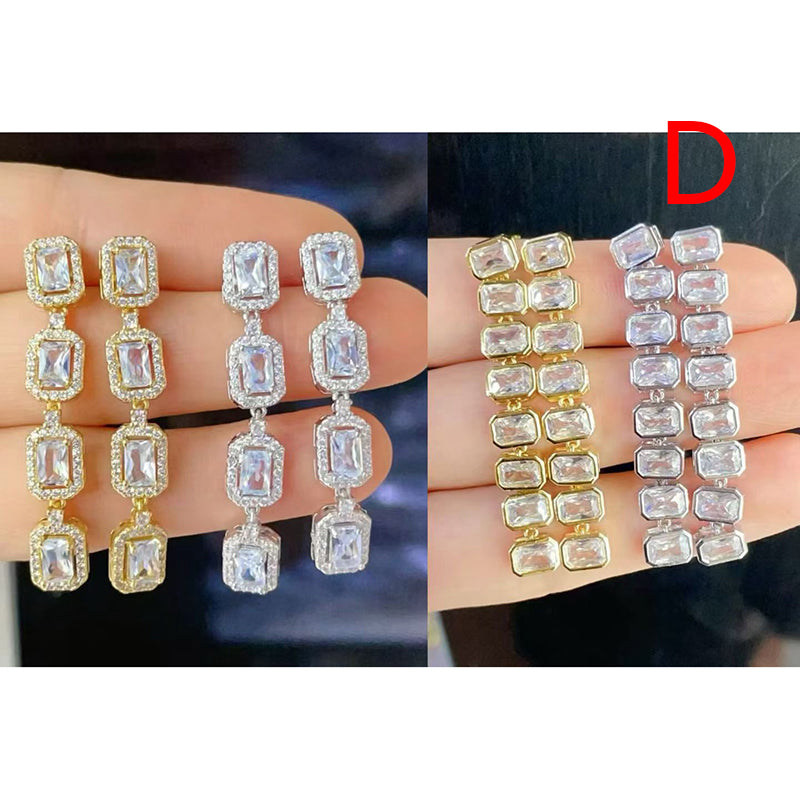 A Brass And Diamond Square Earrings