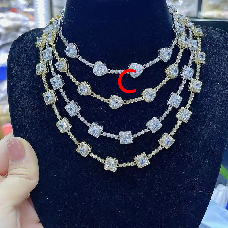 A Brass Square Necklace With Diamonds