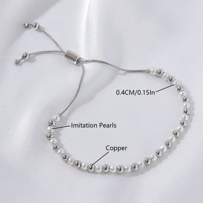 4mm Pearl Gold-plated Copper Beaded Bracelet