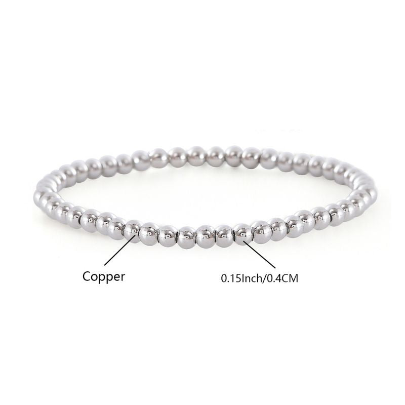 4mm Pearl Gold-plated Copper Beaded Bracelet