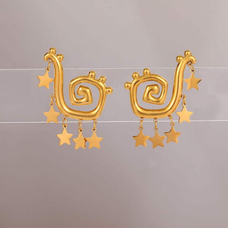 Earring #2 Stainless Steel Diamond-encrusted Irregular Earrings