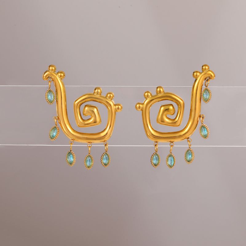 Earring #2 Stainless Steel Diamond-encrusted Irregular Earrings