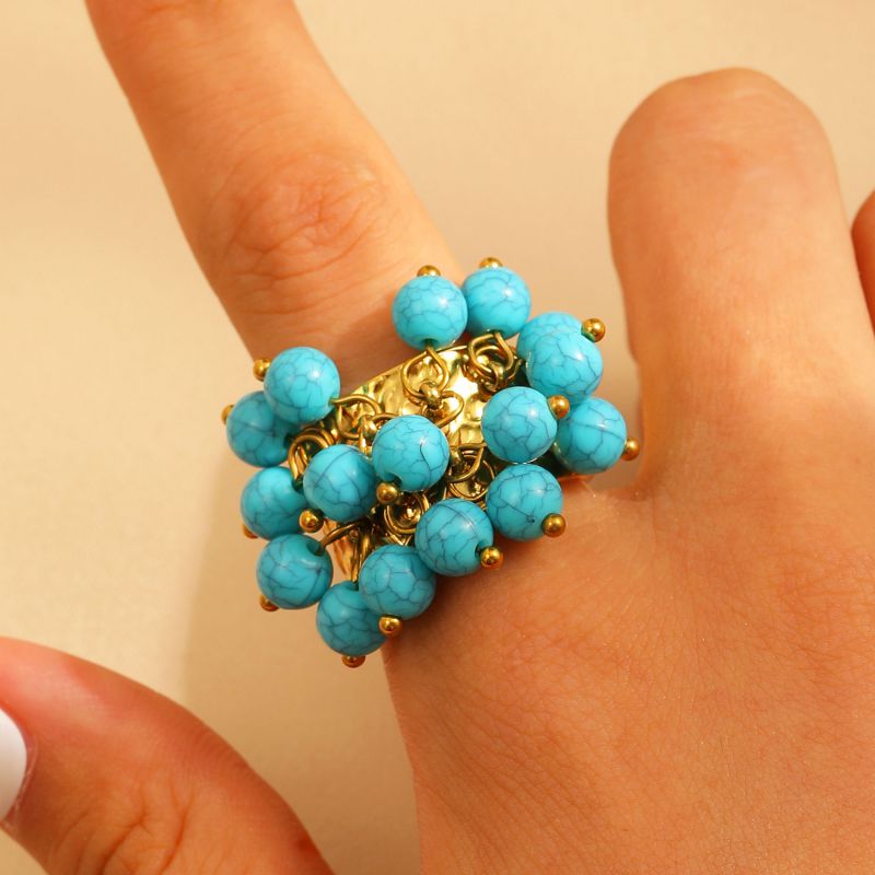 Ring #2 304 Stainless Steel Round Ring With Crushed Stones