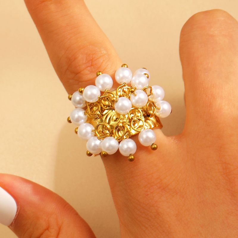 Ring #2 304 Stainless Steel Round Ring With Crushed Stones