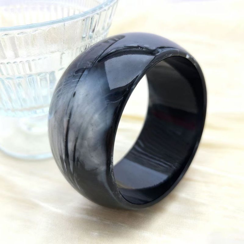 Jet Black Irregularly Shaped Resin Bracelet