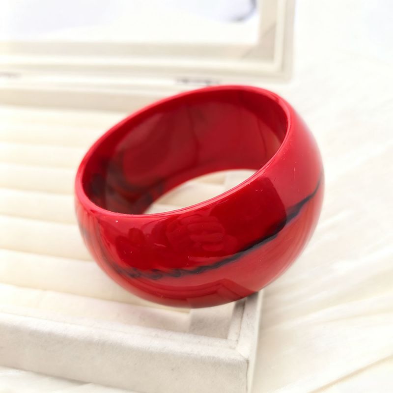 Jet Black Irregularly Shaped Resin Bracelet