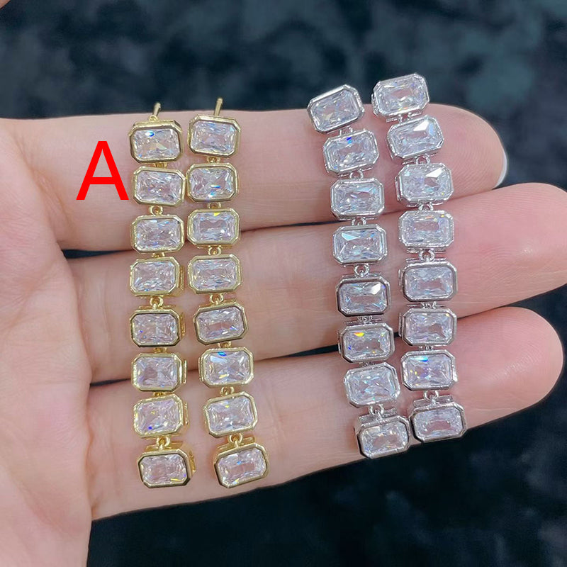 A Brass And Diamond Square Earrings