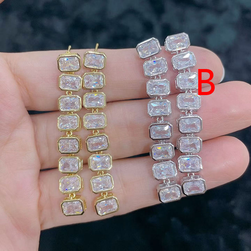 A Brass And Diamond Square Earrings