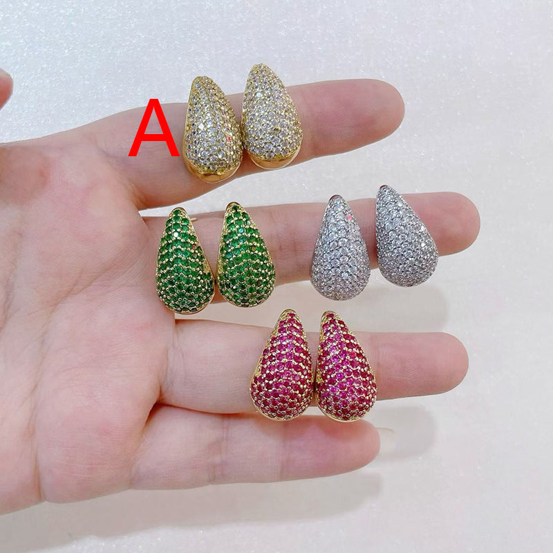 A Copper And Diamond-encrusted Teardrop-shaped Earrings