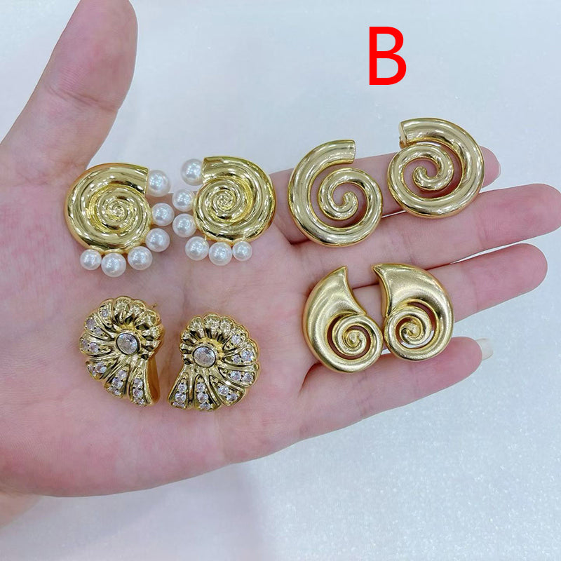 B Copper Conch Earrings