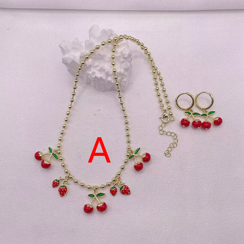 A Copper Cherry Strawberry Necklace