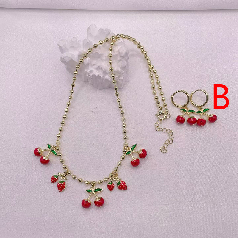 A Copper Cherry Strawberry Necklace