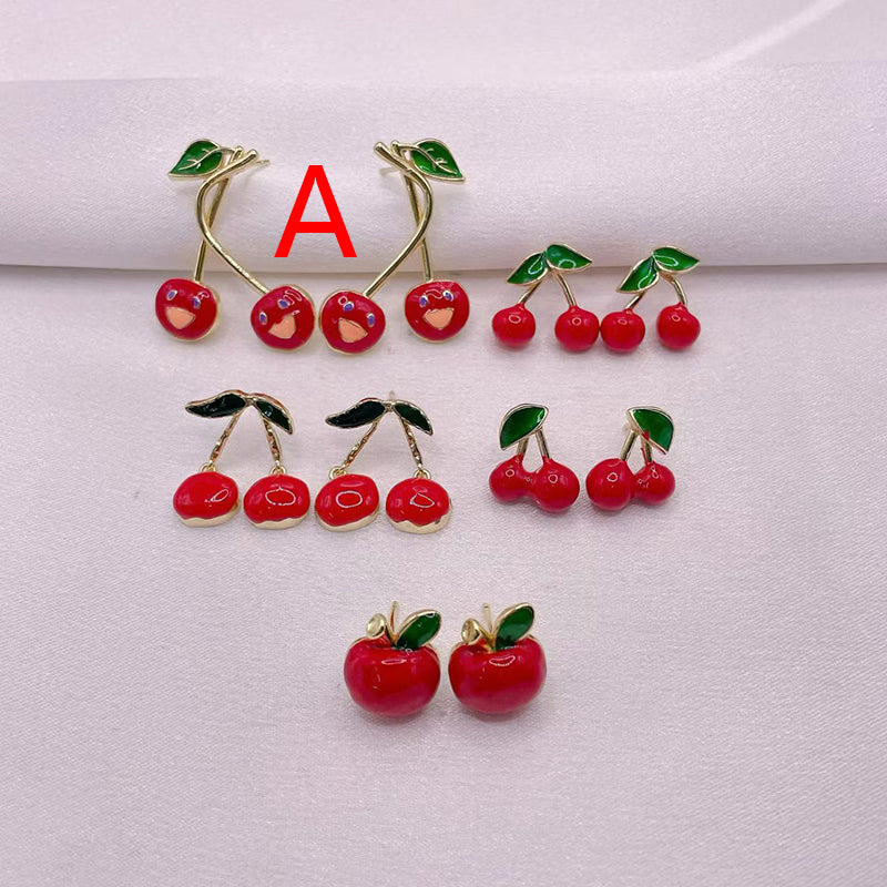 B Copper Cherry Earrings