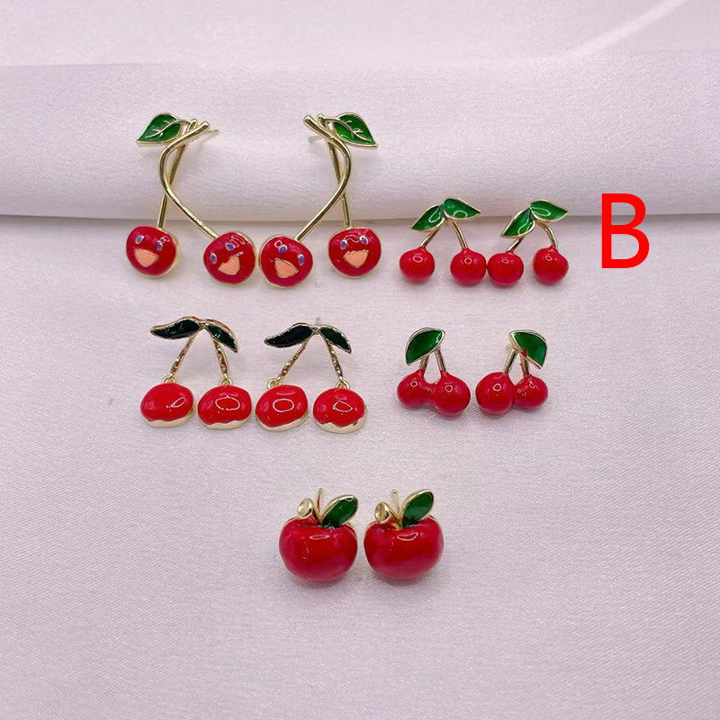 B Copper Cherry Earrings
