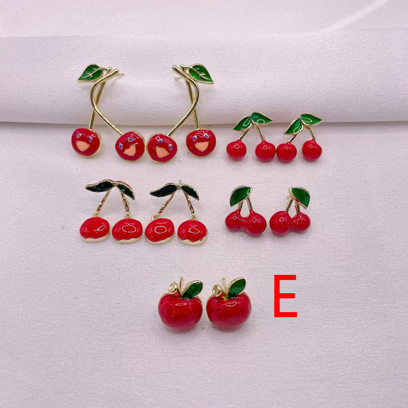 B Copper Cherry Earrings