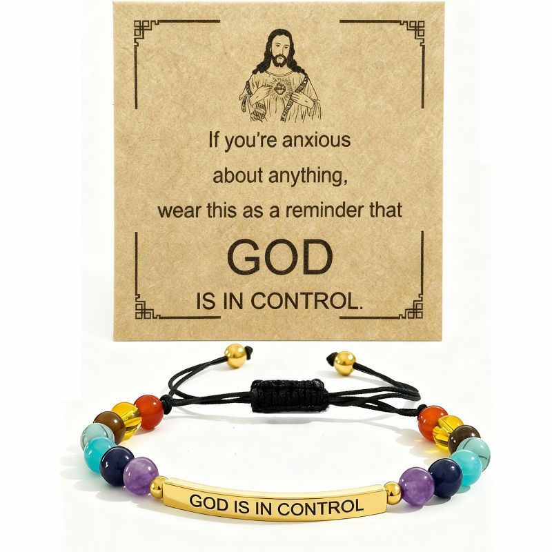 God Curved Seven-colored Stone Bracelet (gold) Stainless Steel Colored Beaded Curved Tube Bracelet