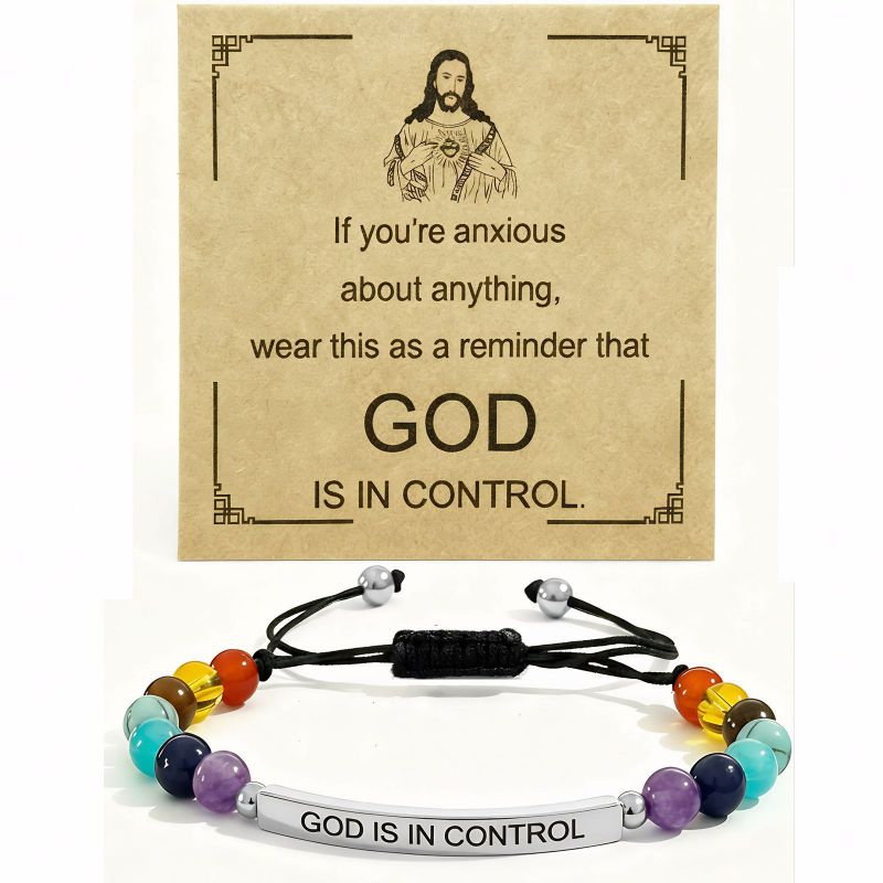 God Curved Seven-colored Stone Bracelet (gold) Stainless Steel Colored Beaded Curved Tube Bracelet