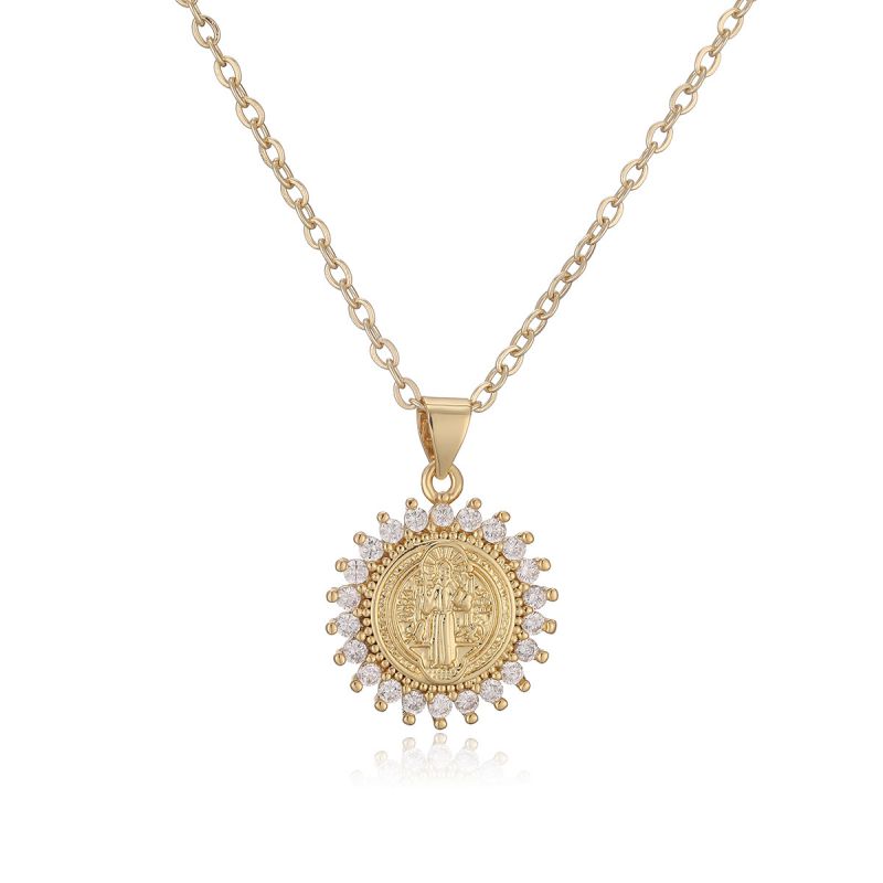 Gold Gold-plated Copper Necklace With Zirconium Inlay