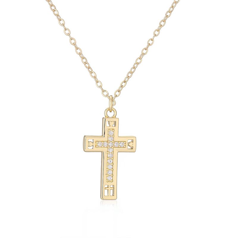 Gold 1 Gold-plated Copper Cross Necklace