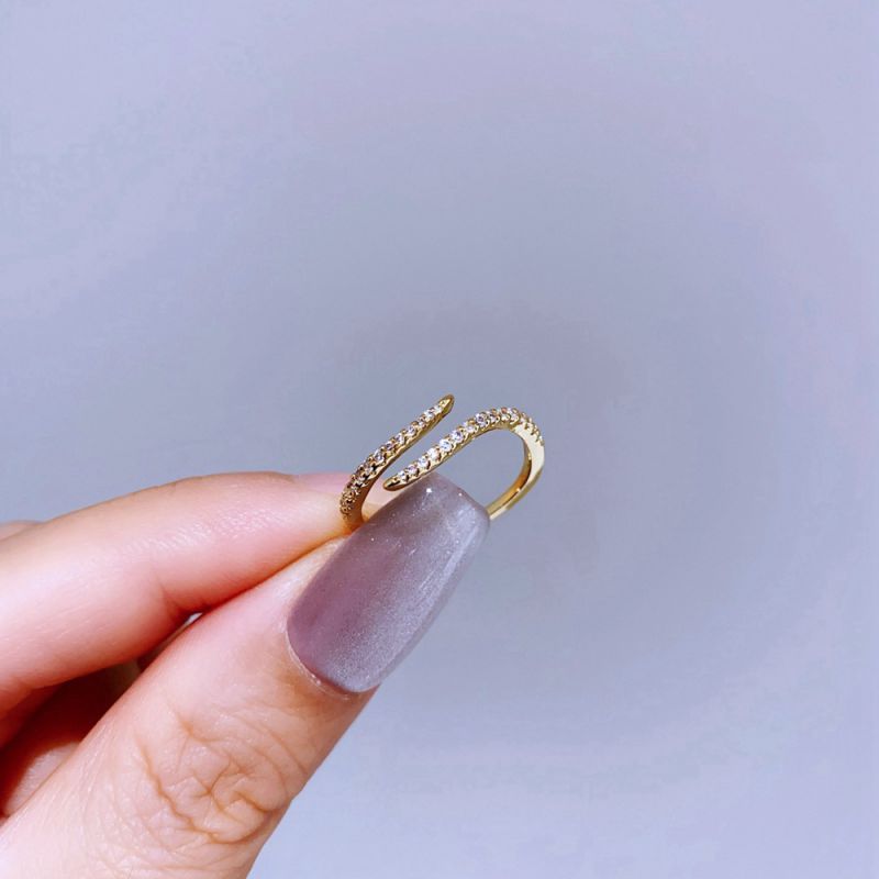 Silver Snake Ring Copper And Diamond-encrusted Snake Ring