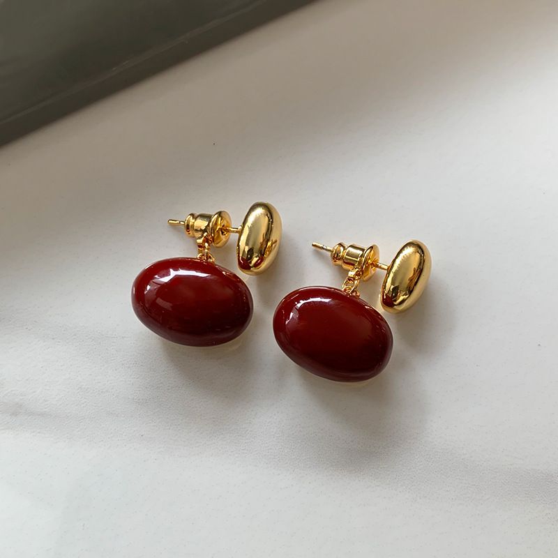 Caramel Copper Oval Earrings