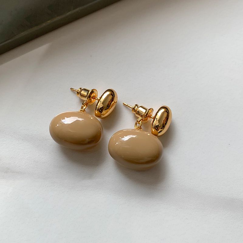 Caramel Copper Oval Earrings