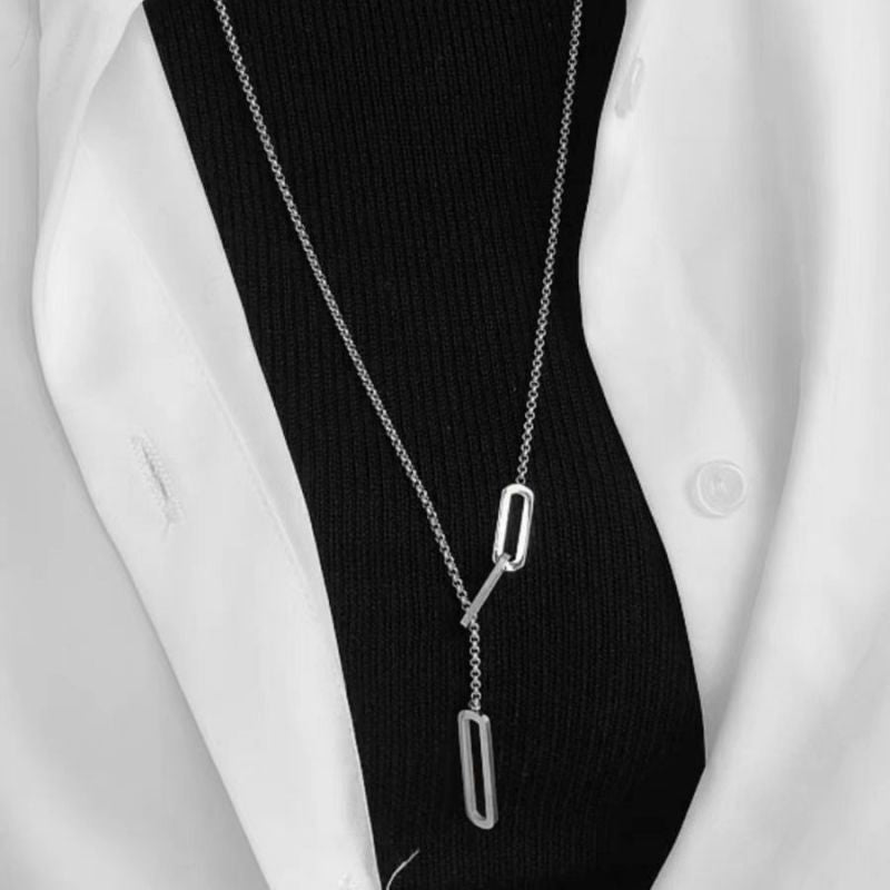 Large Beaded Necklace In Steel Color Titanium Steel Pearl Necklace